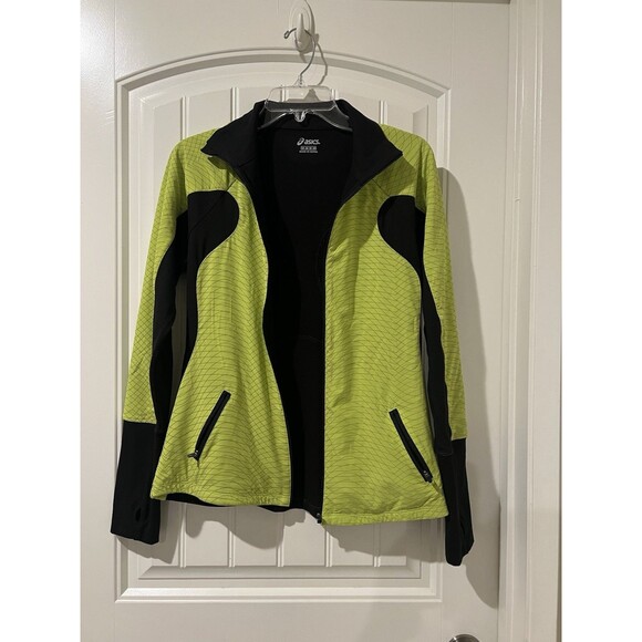 ASICS Sporty Neon/Black Trim Full Zip Running Jacket Kangaroo Pocket Women’s M - Picture 10 of 13